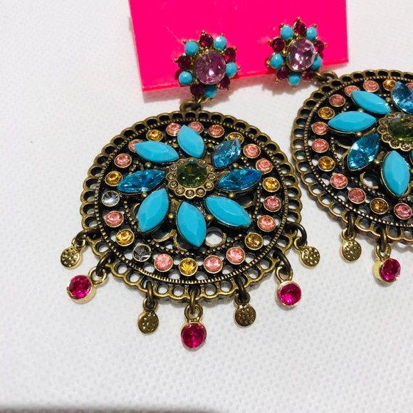 Betsey Johnson Bohemian Turquoise Earrings NWT - Picture 2 of 5